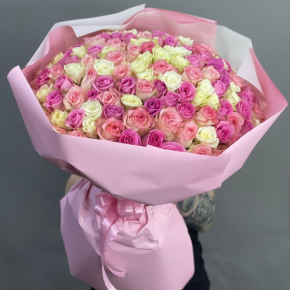 Букет из 151 кенийской розы микс (40 см) в Воскресенске