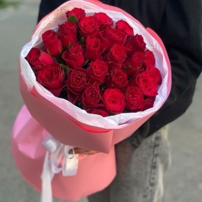 Букет "Эсса" 25 красных роз Кения (60 см) в Воскресенске