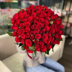 Букет "Классический" из 101 красной розы Кения (60 см) в Воскресенске