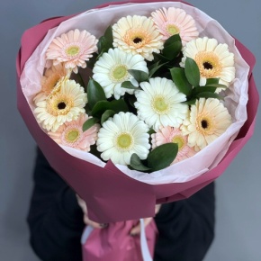 Букет из 13 белых гербер микс в Воскресенске