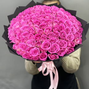 Букет 101 розовой розы Кения (40 см) в Воскресенске