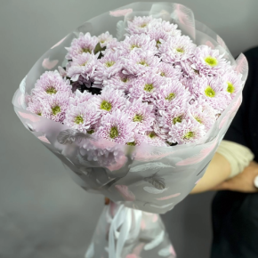 Букет "Нежный комплимент" из 9 кустовых хризантем в Воскресенске