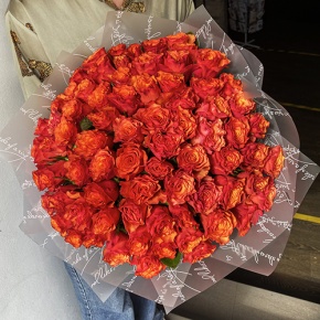 Букет 75 огненных роз (40 см) в Воскресенске