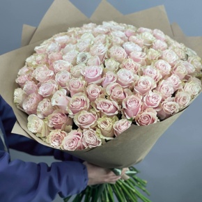 Букет из 101 розы Пинк Мондиаль Эквадор (60 см) в Воскресенске