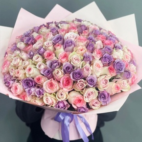 Букет из 101 розы нежный микс (40 см) в Воскресенске