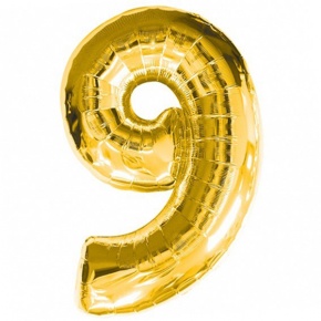 Шар гелиевый цифра 9 (40х102 см) в Воскресенске