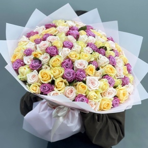 Букет "Желаю тебе" из 101 розы микс (50 см) в Воскресенске