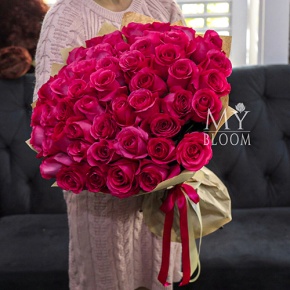 Букет 51 роза Эквадор Пинк Флоид (60 см) в Воскресенске
