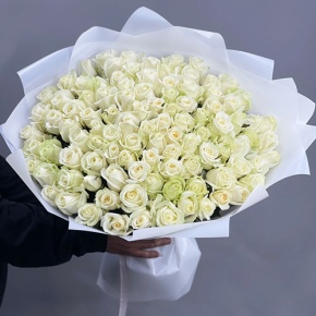 Букет "Лебединая верность" из 101 белой розы (60 см) в Воскресенске