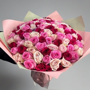 Букет "Ода любви" из 101 розы микс (40 см) в Воскресенске