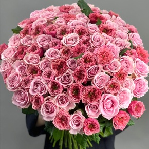 Нежный букет из 101 розы Риджентс парк и Аваланж микс  (70 см) в Воскресенске