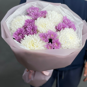 Букет "Вместе с тобой" из нежных хризантем в Воскресенске