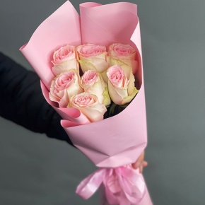 Букет 7 Кенийских розовых роз (40 см) в Воскресенске