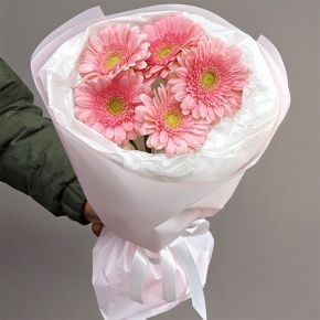 Букет из 5 розовых гербер мини в Воскресенске