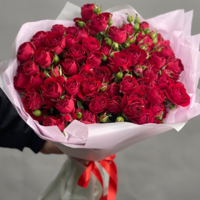 Букет из 17 красных кустовых пионовидных роз (50 см) в Воскресенске