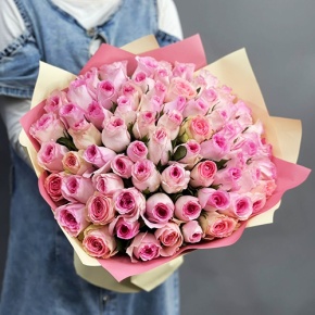 Букет из 75 розовых роз кения (40 см) в Воскресенске