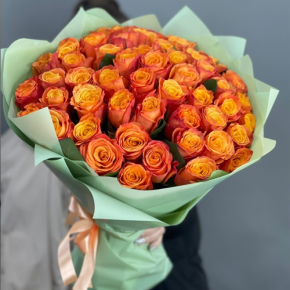 Букет из 71 огненной розы (40 см) в Воскресенске