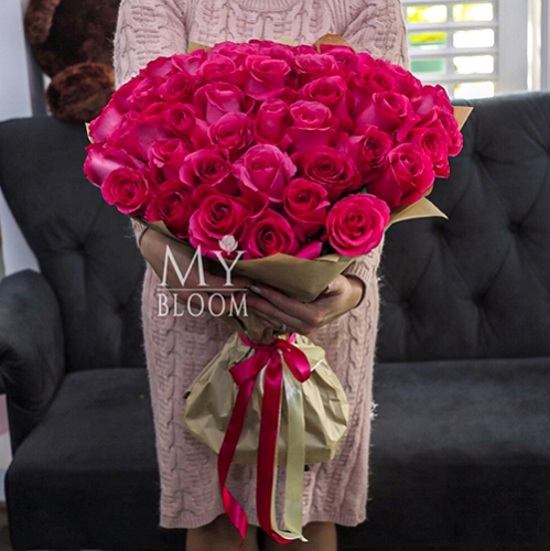 Букет 51 роза Эквадор Пинк Флоид (60 см) в Воскресенске